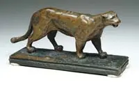 Sigurd Neandross, Cougar, Fine period bronze of a standing cougar with nice brown patina