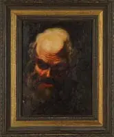 Old Master Portrait by Unsigned, Oil on canvas head portrait of an old man with long hair, mustache and goatee, sold May 2006