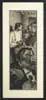 Amos Sewell, Black and White Illustration, Graphite on paper illustration shows a violin player with family in background