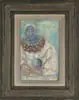 Clown with Blue Ball by Nahum Tschacbasov, Oil on canvas portrait of a clown in white outfit holding blue ball, sold Aug 2005