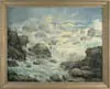 William Arnold Eyden, After the Storm Ogunquit, Maine, Large oil on canvas scene shows crashing white waves over coastal rock shoreline