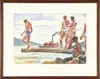 George Daniell, Swimmers on the Delta, Watercolor scene shows five men are seen swimming on a river with steamboat in background