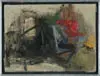 Henry Botkin, Abstract, Oil on canvas abstract scene with splashes of red, green, blue, black and orange