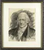 Henry Bacon, Portrait of a Gentleman, Charcoal sketch of a white haired gentleman with black coat