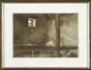Ranulph Bye, The Broken Louver, Fine watercolor scene shows a barn interior with window having a broken louvered vent