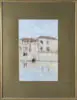 Carleton Theodore Chapman, Venezia, Watercolor on paper scene shows a gondola on a waterway outside large stucco buildings