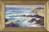 Frank S. Herrmann, Coastal Scene with Sand Dunes, Watercolor scene shows a small beach nestled in between rock outcroppings with sand dunes in distance