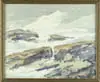 Frederick Julian Ilsley, On Shore Wind, Watercolor scene shows coastal rocks with large waves