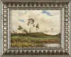 Albert Edward Sterner, Landscape with Trees and Pond, Oil on board landscape scene shows trees on grassy knoll with pond having grass covered sides and foreground