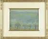 Robert Alden Reasor, Orchard in Landscape, Pastel scene shows an orchard in the foreground with green and blue hills in background