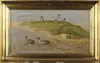 Victor Johansen, Pintails in Marsh, Cape May, Nj, Oil on canvas scene shows five ducks in water and on small grassy marsh