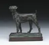 Paul Herzel, Standing Dog, Bronze over plaster sculpture shows a standing retriever type dog on a rectangular base