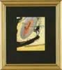 Hale Woodruff, Modern Abstract, Watercolor abstract scene shows black splashes on a yellow background with gray and red disc