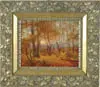 Horace P. Giles, Sun Through Fall Wooded Landscape, Oil on board scene shows a yellow sun peeking through a late fall woodland scene. Nice colors