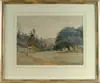 Phillip A. Butler, Near the Foothills, Fine large watercolor scene shows grass covered pasture with large trees leading up to tree covered hills