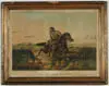 Nathaniel Currier, Pair “A Check” and “The Prairie Hunter, Colored lithographs in matching period gilt frames. 1) “A Check; Keep Your Distance”