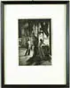 Martin Lewis, Chance Meeting, Drypoint. Black and white nighttime scene shows man conversing with girl outside a store