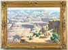 Arthur Sarnoff, Grand Panorama, Large oil on canvas Western scene shows Indian chief on horseback on cliff edge overlooking the Grand Canyon