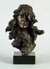 George Lundeen, Bust of Woman, Bronze sculpture of a woman with flowing hair and scarf