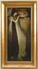 L. Hess, Copy of “Isabella and the Pot of Basil” by John White Alexander, Oil on canvas shows woman in long gown stands next to large jardinière on pedestal with flowers beside