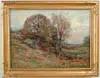 Henry Cook White, Aumtumn-Lyme, Conn, Oil on panel fall scene showing several trees on hillside. Impressionistic style