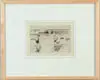 Sears Gallagher, Tidal Pool, Engraving on paper shows three young children wading in shallow tidal pool on beach strewn with large boulders