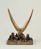 Ray Barger, Hope Rising from the Ashes, Bronze sculpture signed and dated 1978. A large beveled V is seen rising from a melted and destructive base