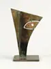 Ray Barger, Seeing You, Modern bronze sculpture signed with monogram and dated 1974. Modern abstract head has revolving eye