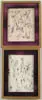 Stephen Spector, Pair: Three Musicians, Pair of watercolors depicting three modern jazz musicians. Pen outlined with colorful watercolor highlights