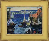 George Pearse Ennis, Busy Harbor Day, Oil on canvas