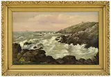 Seth W. Steward, Ferry Entering Monhegan Harbor, Oil on canvas