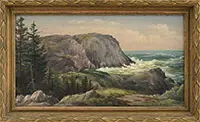 Seth W. Steward, Monhegan Coastline, Oil on canvas