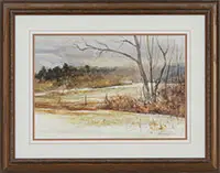 Murray Jackson Wentworth, First Snow, Maine Landscape, Watercolor
