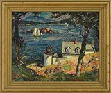 William Lester Stevens, Bass Harbor Headlight, Mount Desert, Maine, Oil on canvas