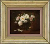 Anna Eliza Hardy, Two Floral Still Lifes of Roses, Oils on board One housed in a giltwood frame, the other in late 19th C mahogany frame Both signed lower right “AE Hardy”