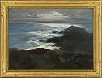 Jay Hall Connaway, Moonlit Sea”, Monhegan Island, Oil on Masonite