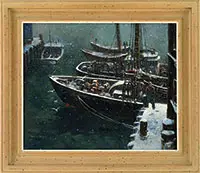 Jack L. Gray, Snowfall, Waterfront, Oil on board