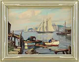 Out of Port, Gloucester by Emile Albert Gruppe, Oil on board, sold Aug 2017