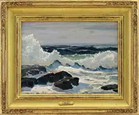 Breaking Waves by Anthony Thieme, Oil on canvas board, sold Aug 2017