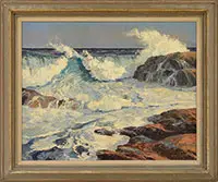 Ken Gore, Breaking Surf, Oil on Masonite