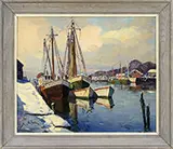 Otis Cook, Winter Morn, Granite Pier, Rockport, Mass, Oil on canvas