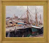 Bob Blue, Inner Harbor, Gloucester, Oil on canvas
