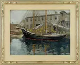 Jane Peterson, Fishing Boat at Wharf, Gloucester, Gouache