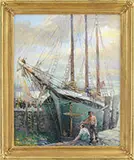 James Bonnar, Old Schooner Gloucester, Oil on canvasboard