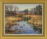 Wayne Beam Morrell, Spring Duck Marshes, Oil on Masonite