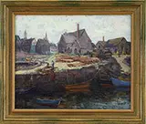 Richard M. Kimbel, Mending the Nets, Oil on board