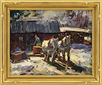 Thomas R. Curtin, Sugaring Team, Oil on board
