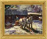 Thomas R. Curtin, Sugaring Team, Oil on board