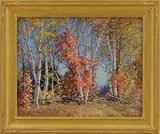 Thomas R. Curtin, Birches in Autumn, Bakersfield, Oil on canvas