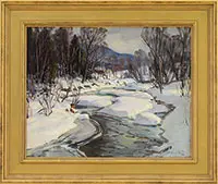 Thomas R. Curtin, Richardson Farm Along Snowy River, Oil on board